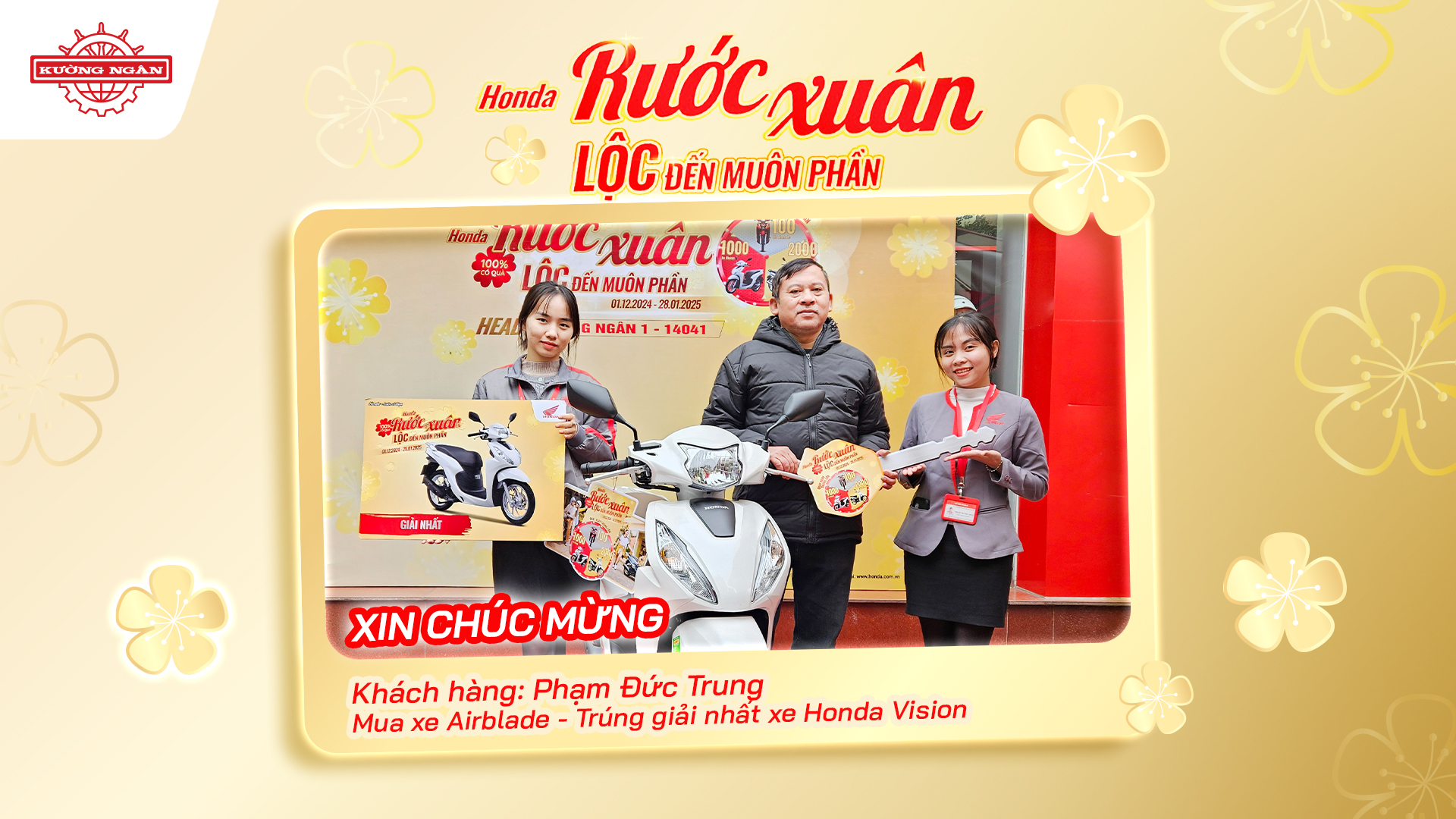 khách hàng trúng thưởng " Honda rước xuân - lộc đến muôn phần"